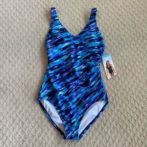 Speedo Pebbles Blue Multicolor Swimsuit Size 6 Beach Pool Summer Vacation Resort